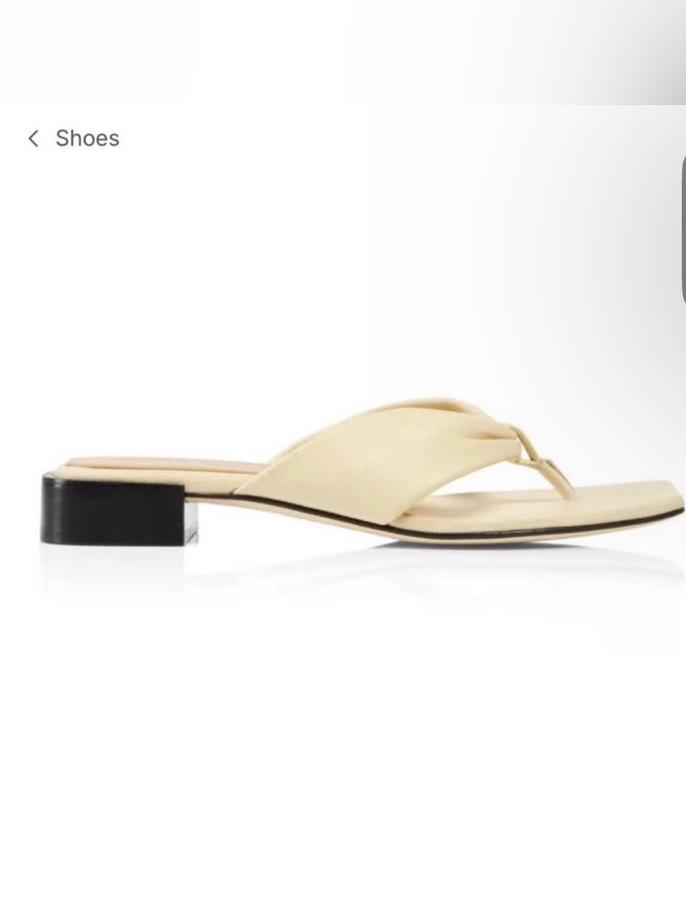 Dear Frances Cream Leather Thong Sandals with Black Block Heel
